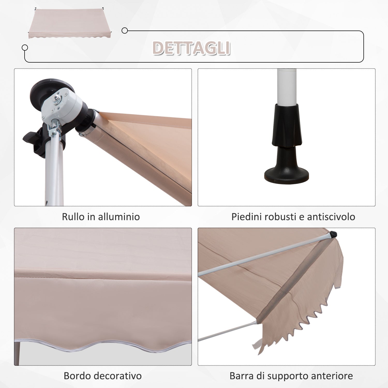 EasyComfort Tenda da Sole a Bracci 3x1.5m con Manovella e Struttura Telescopica, Beige