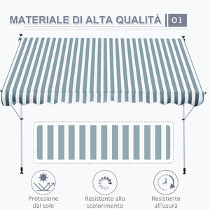 EASYCOMFORT  Tenda da Sole a Bracci con Manovella, Struttura Telescopica in Metallo e Parasole in Poliestere 300x150cm Verde