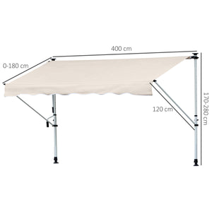 EasyComfort Tenda da Sole a Bracci 4x1.2m con Manovella e Struttura Telescopica, Cachi