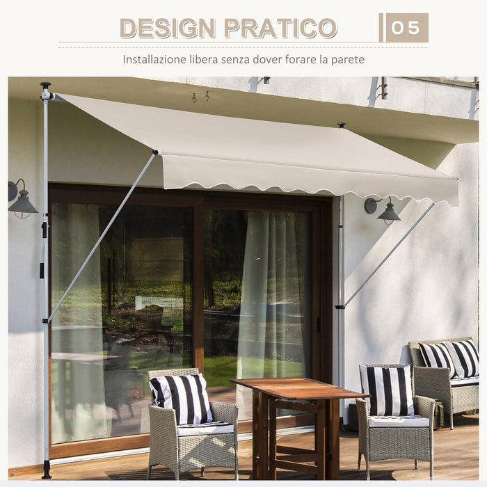 EasyComfort Tenda da Sole a Bracci 4x1.2m con Manovella e Struttura Telescopica, Cachi