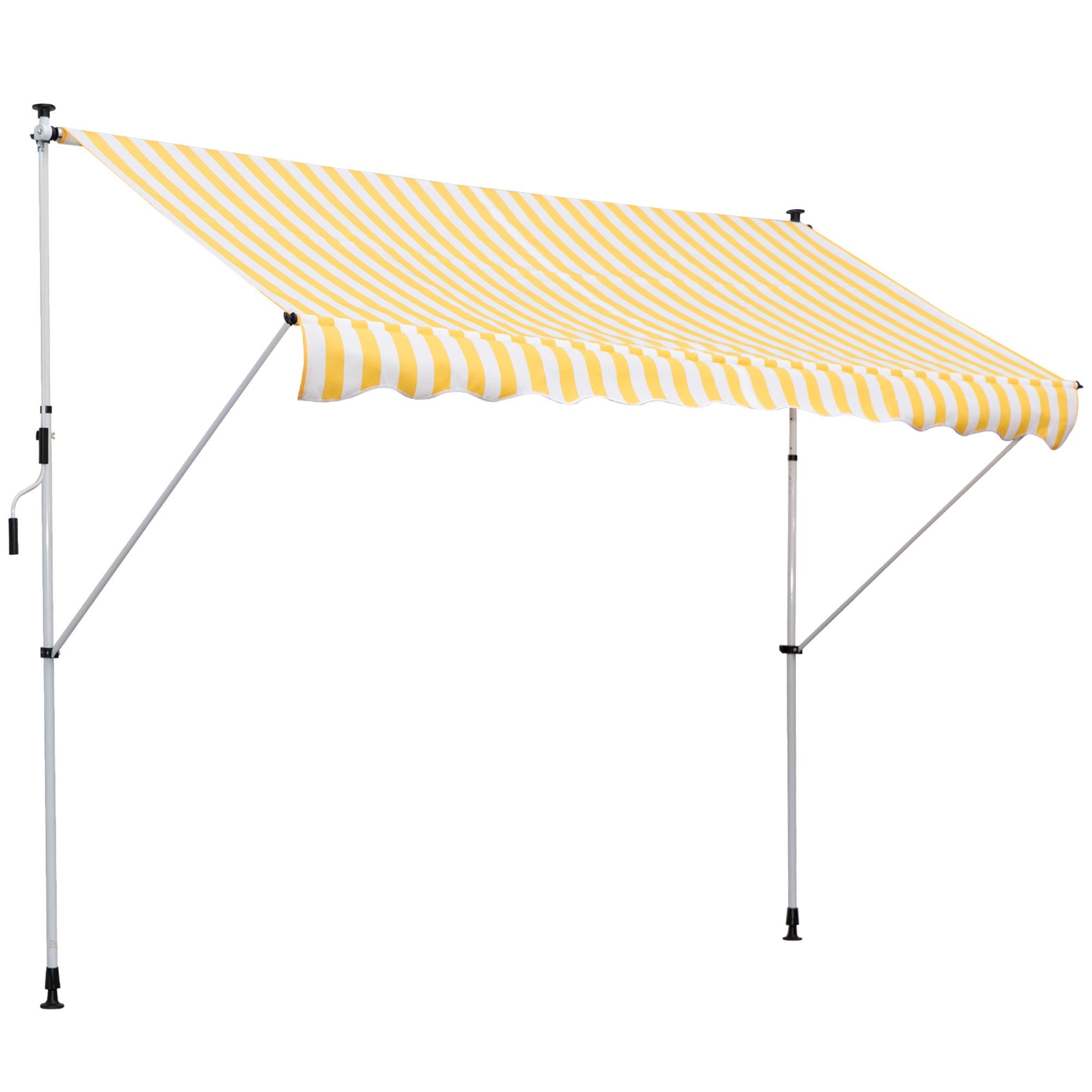 Tenda da Sole a Muro con Pali di Supporto 3x1.5m Bianco e Giallo