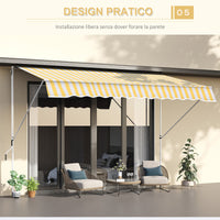 Tenda da Sole a Muro con Pali di Supporto 3x1.5m Bianco e Giallo