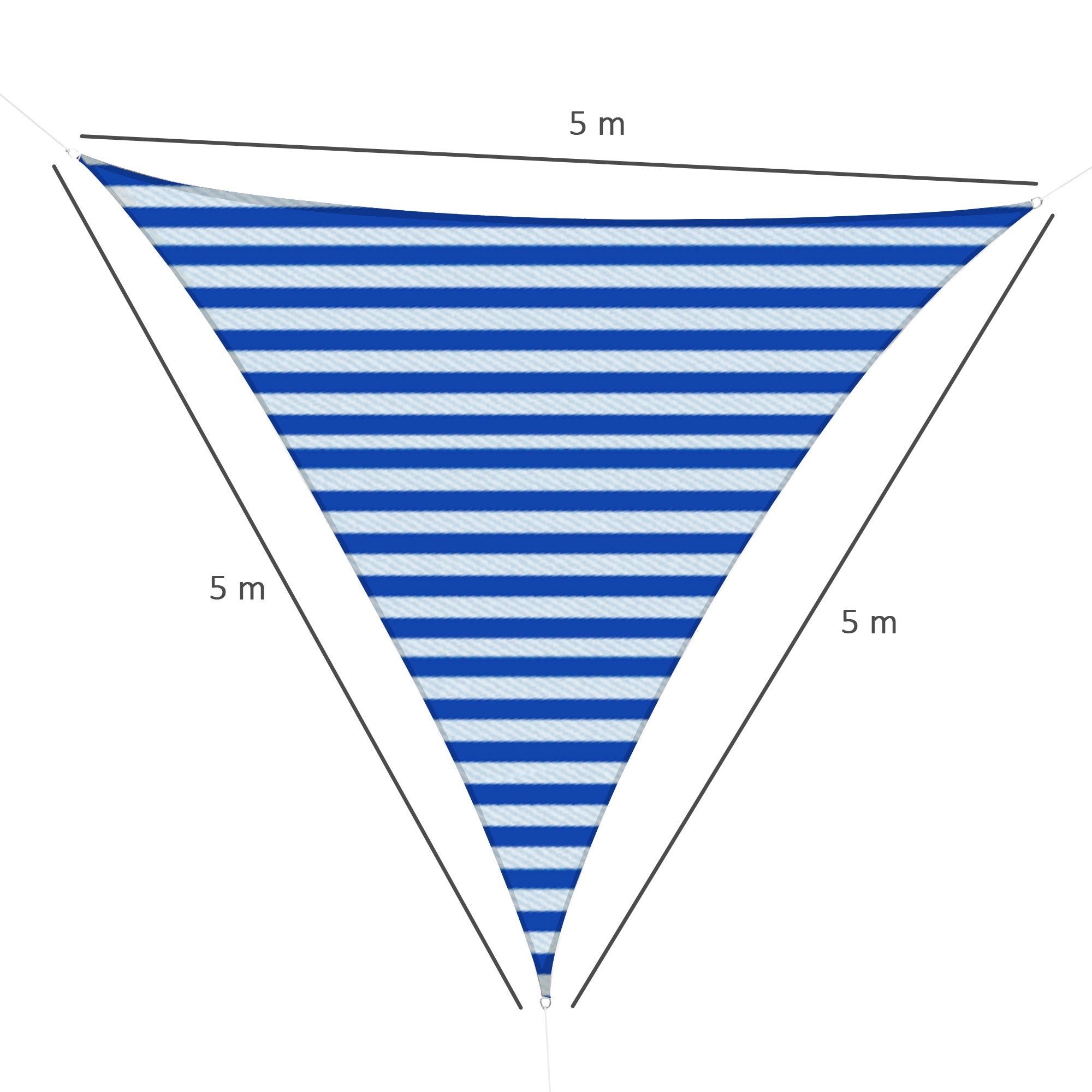 EasyComfort Tenda da Sole Vela Ombreggiante Triangolare 5x5x5m Anti-UV e Traspirante in HDPE, Bianca e Blu