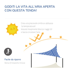 EasyComfort Tenda da Sole Vela Ombreggiante Triangolare 5x5x5m Anti-UV e Traspirante in HDPE, Bianca e Blu