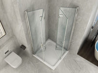 Box doccia in Cristallo 8 mm frameless due lati con due porte a libro soffietto Easyclean - Misura: 60 x 100 x 195h cm 