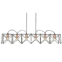 Lampadario Industrial-Nordico Antea Acciaio Nero Rame 6 Luci E27