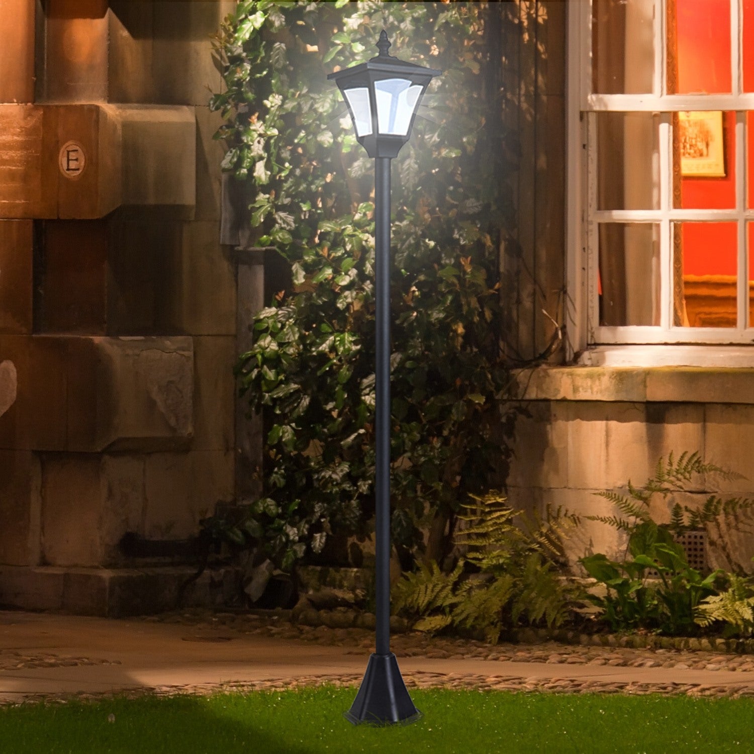 Easycomfort Lampada da Giardino Lampada da Terra LED da Esterno a Energia Solare Impermeabile IP44, 15x15x120 cm, Nero