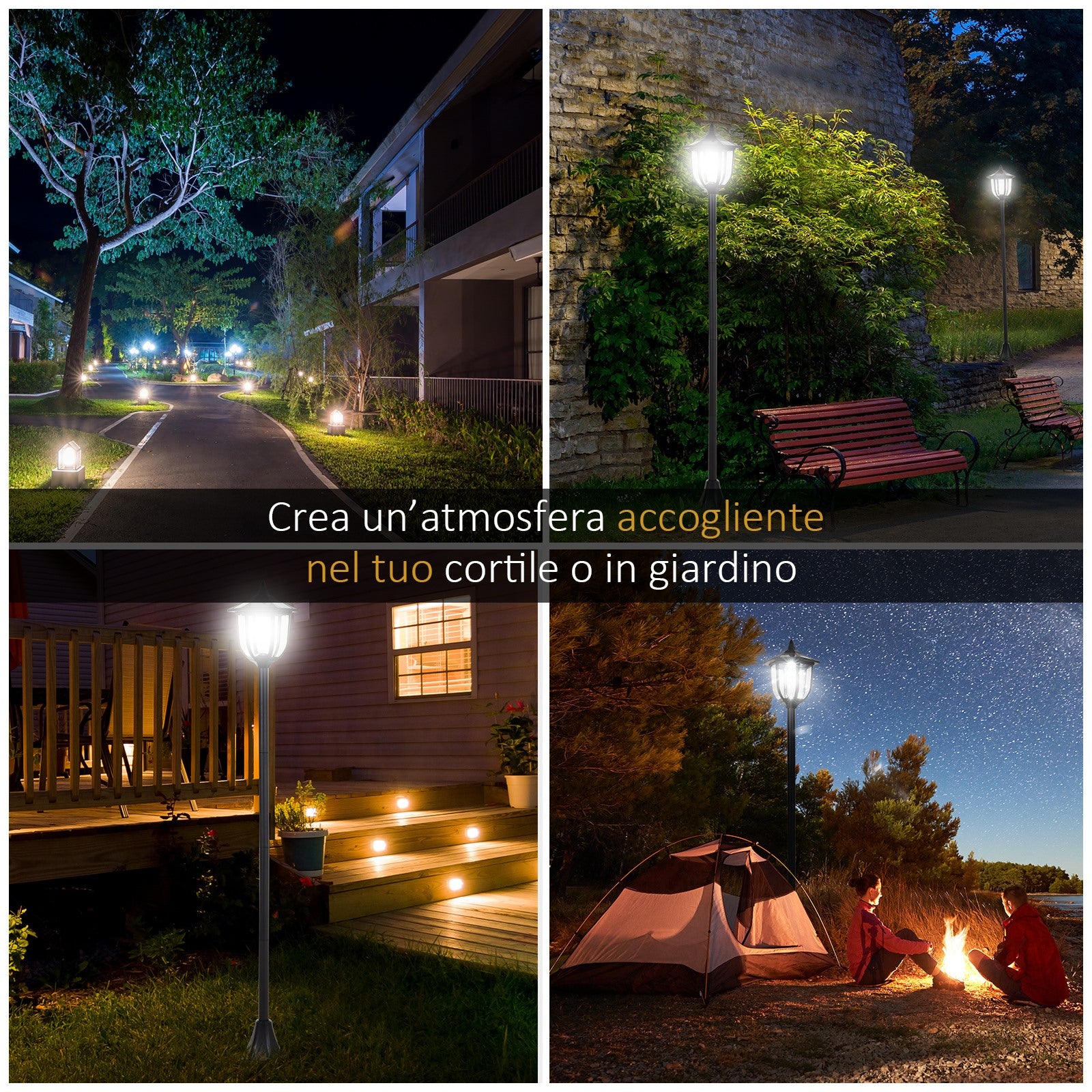 Easycomfort Lampada da Giardino Lampada da Terra LED da Esterno a Energia Solare Impermeabile IP44, 15x15x120 cm, Nero