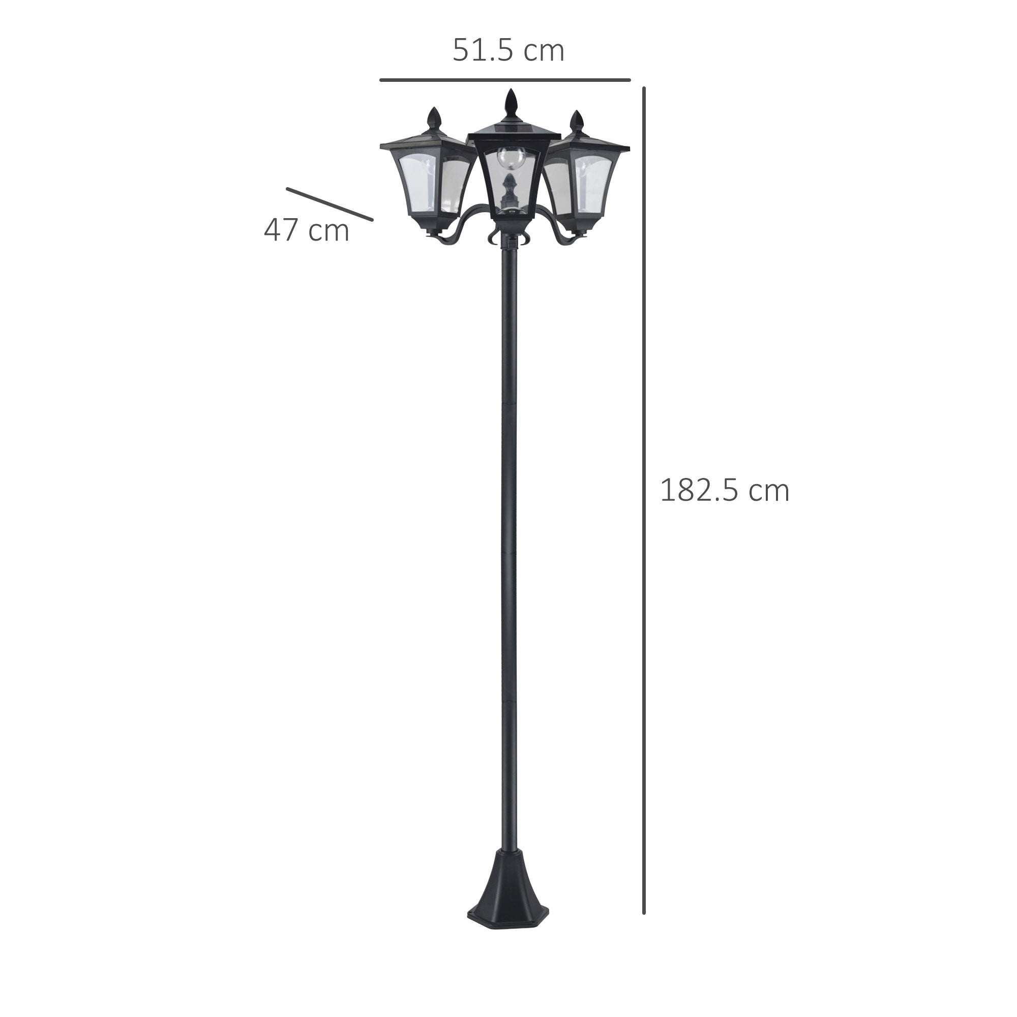 Easycomfort Lampada da Giardino Solare 3 LED Lampada da Terra Esterno Classico IP44 51.5×47×182.5cm