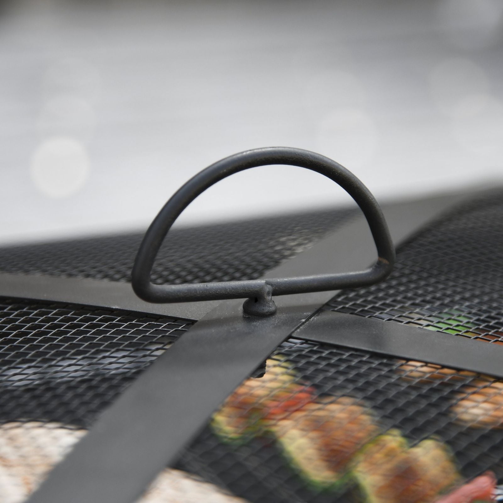 Easycomfort Braciere da Giardino con Coperchio Parascintille e Griglia per Barbecue in Metallo 76x76x47cm Nero