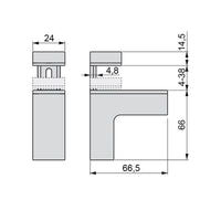 Emuca Supporto Squad 2 per mensola in legno o vetro, Verniciato alluminio, Tecnoplastica e Zama, 1 u.