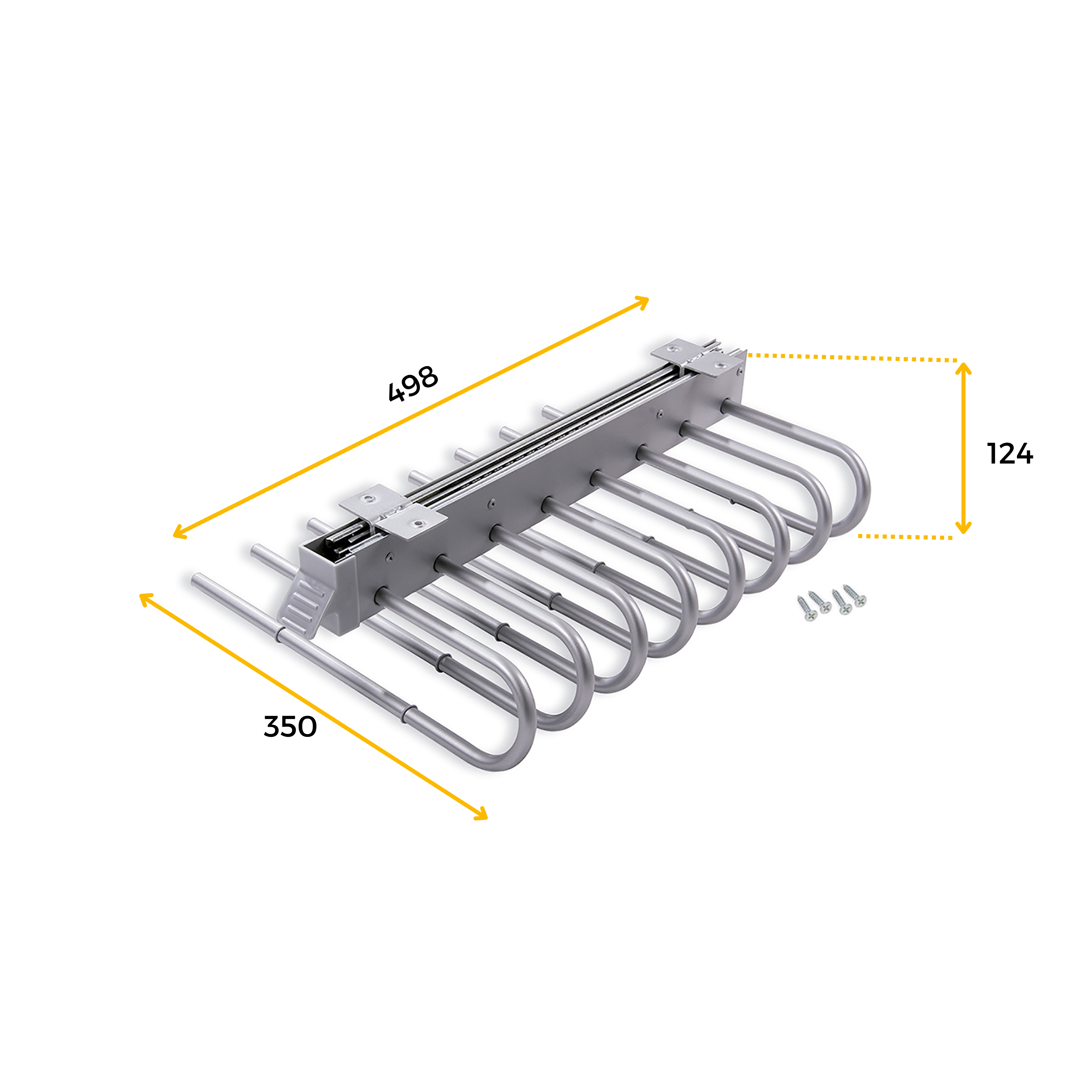 Emuca Porta pantaloni estraibile, Sinistra, Verniciato alluminio, Acciaio e Tecnoplastica, 1 u.