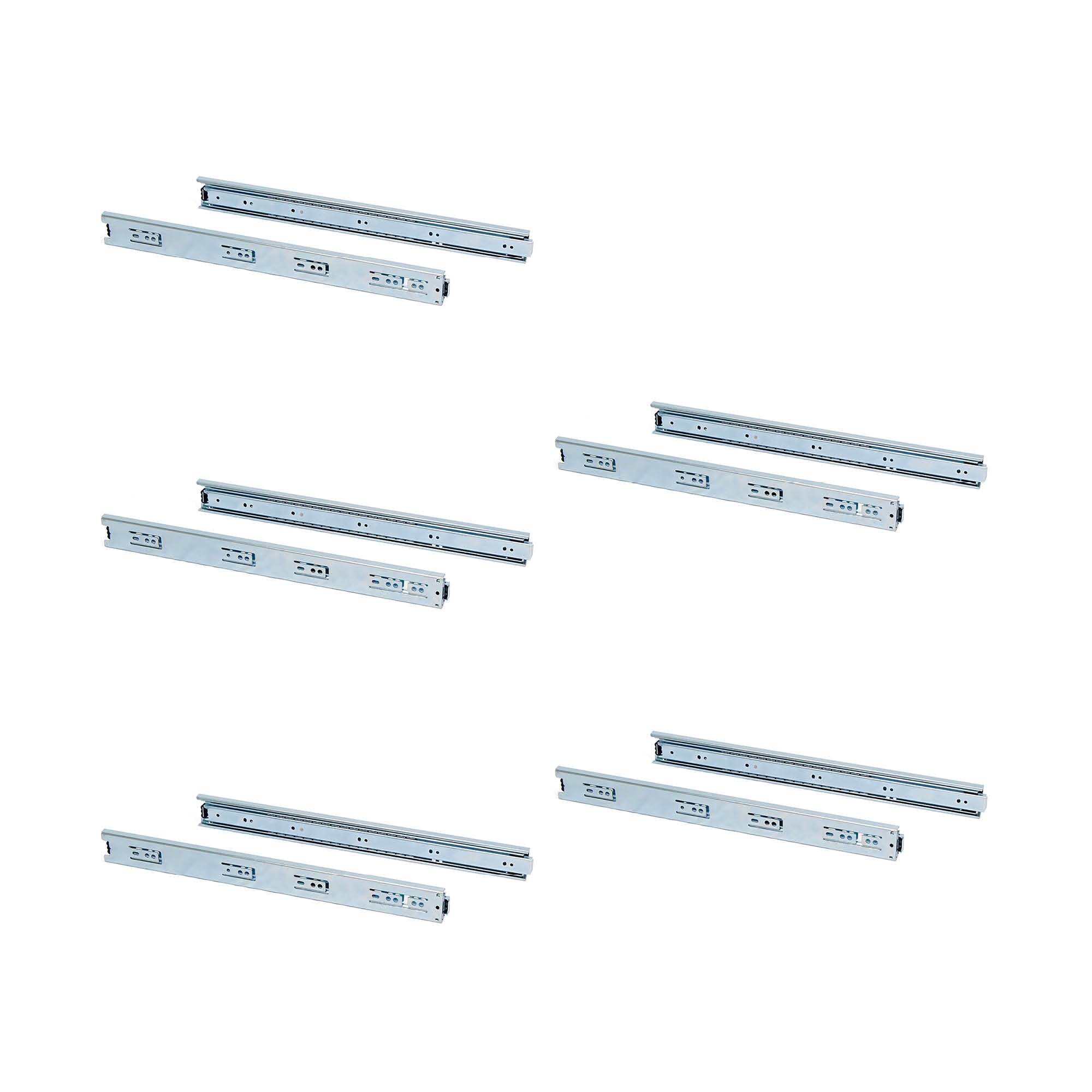 Emuca Kit guide per cassetti, a sfera, 45x 300 mm, estrazione totale, Zincato, 5 u.