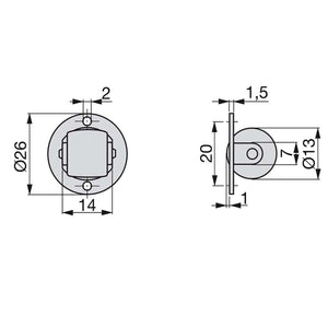 Emuca Rotelle per piano girevole, D. 13 mm, Acciaio e Plastica, 20 u.