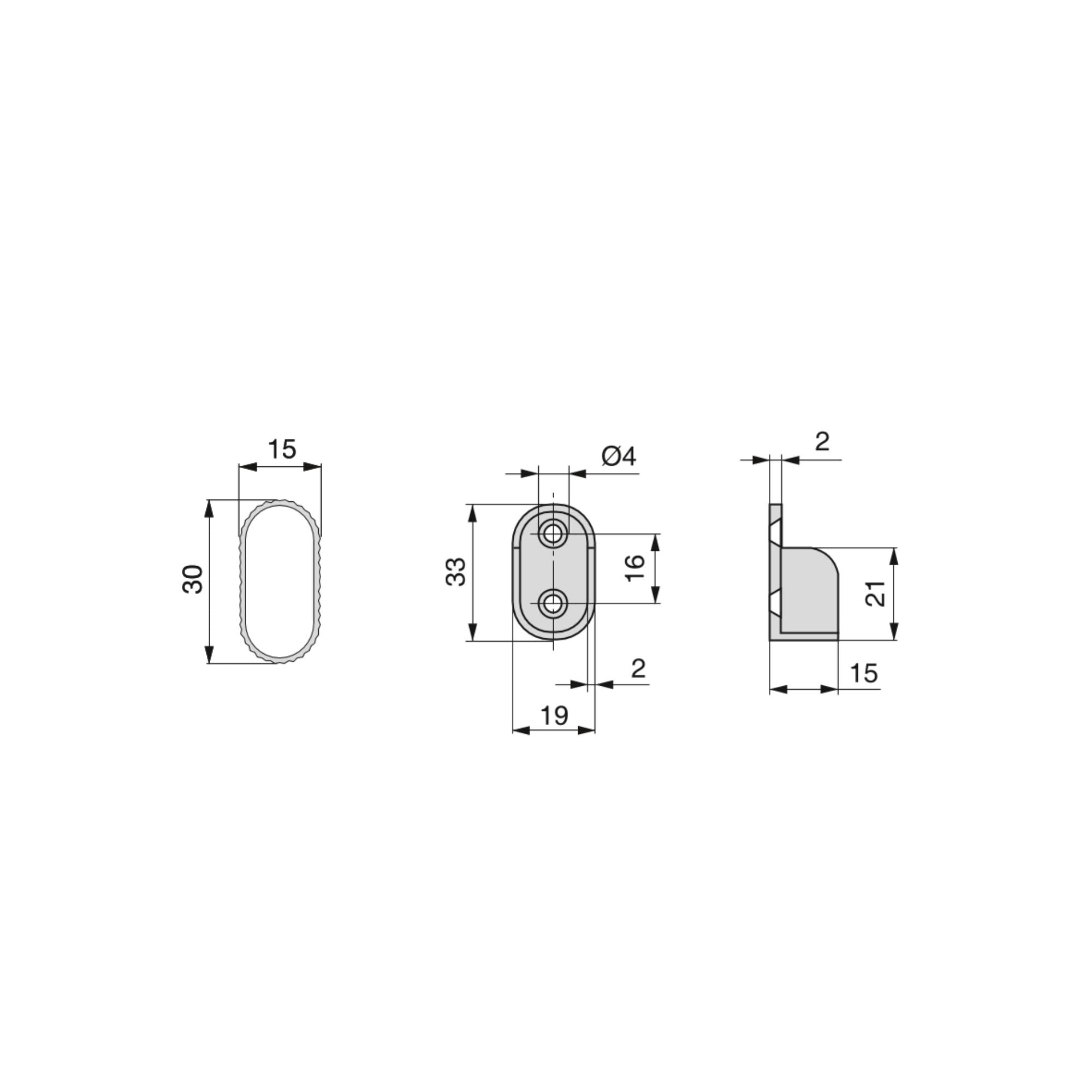 Emuca Kit tubo per armadio 30x15 mm alluminio, 0, 95 m, Anodizzato opaco, Alluminio e Zama, 1 u.