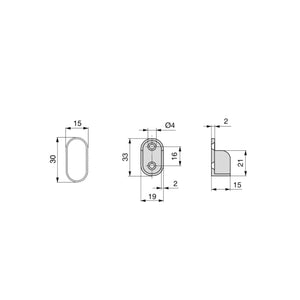 Emuca Kit tubo per armadio 30x15 mm alluminio, 0, 95 m, Anodizzato opaco, Alluminio e Zama, 1 u.