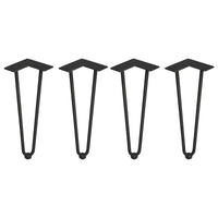 Emuca Hairpin Set di gambe a 2 aste per tavolo, 400, Verniciato nero, Acciaio, 4 un