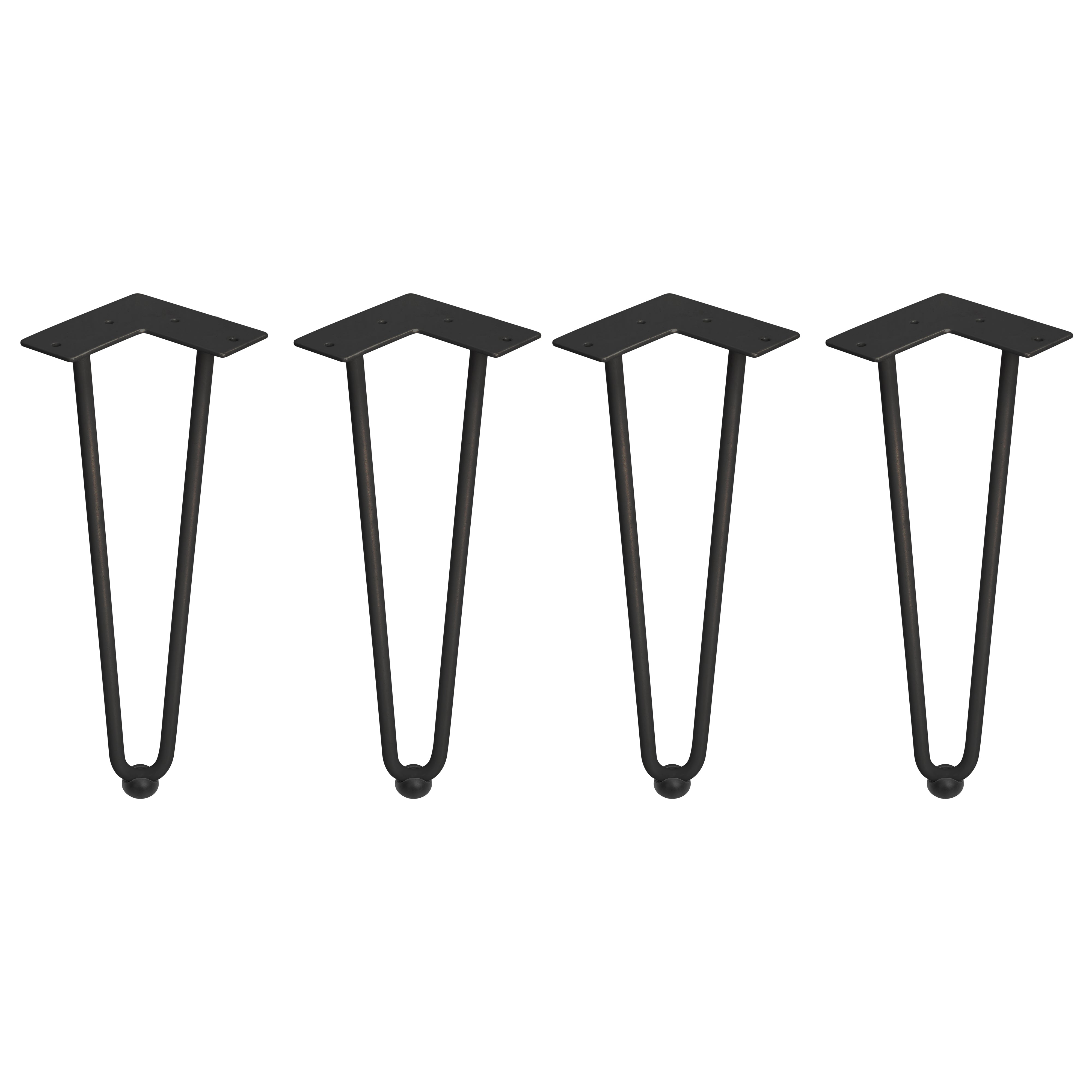 Emuca Hairpin Set di gambe a 2 aste per tavolo, 400, Verniciato nero, Acciaio, 4 un