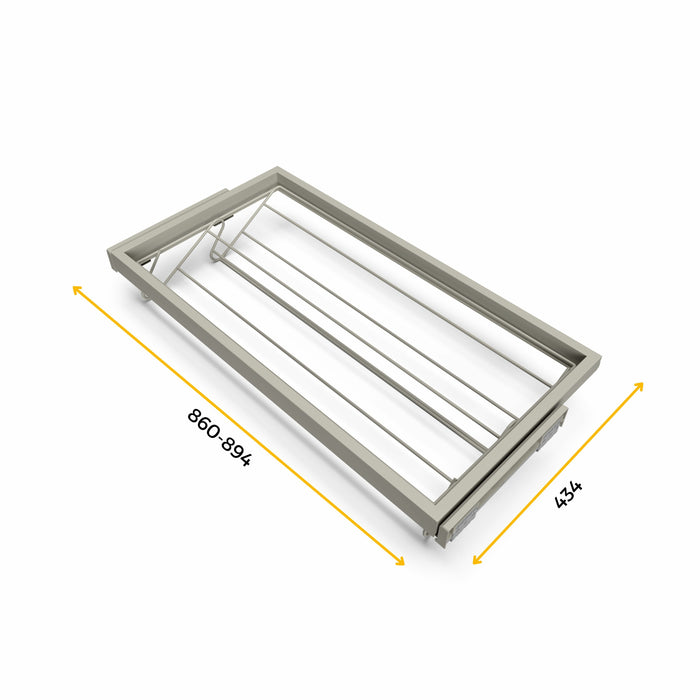 Emuca Kit cassetto portascarpe e telaio con guide a chiusura morbida per armadio, regolabile, modulo 900mm, Grigio pietra