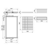 Kit Cassetto Organizzatore e Telaio per Armadio 900 mm in Alluminio e Plastica Emuca Grigio Pietra