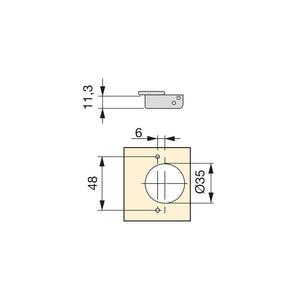 Emuca Kit cerniera mezzo collo X92 con chiusura ammortizzata e basetta, Basetta a vite, Nichelato, Acciaio, 20 u.