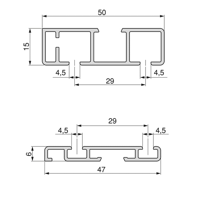 Emuca Sistema Flow da superficie in kit per un armadio con 2 ante scorrevoli in legno supportate da chiusura ammortizzat, 1 un