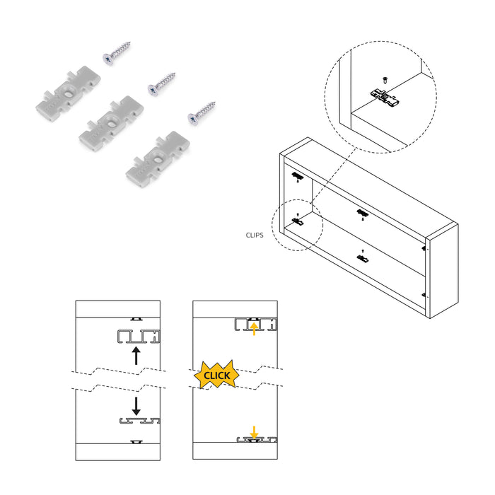 Emuca Sistema Flow da superficie in kit per un armadio con 2 ante scorrevoli in legno supportate da chiusura ammortizzat, 1 un