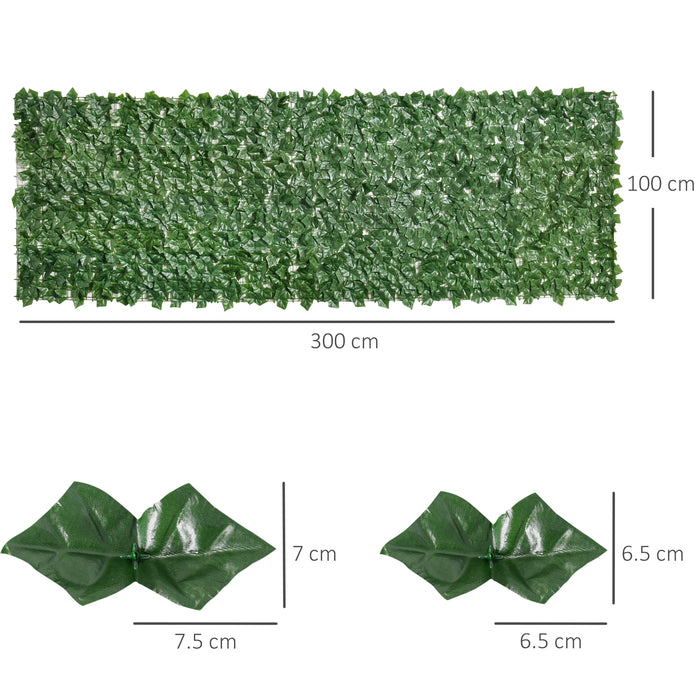 EasyComfort Rotolo di Siepe Artificiale per Balcone e Giardino in PE Anti-UV, Siepe Finta con Foglie Verde Scuro 300x100cm