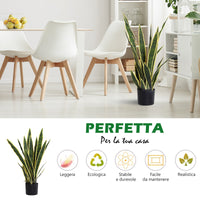 Pianta Artificiale Sanseveria Ø15x80 cm con Vaso  Verde