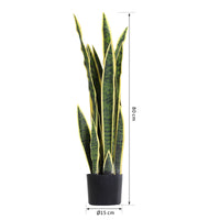 Easycomfort Sanseveria Artificiale Pianta Finta Realistica con Vaso, Ø15cm x 80cm, Verde e Giallo