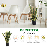 Easycomfort Sanseveria Artificiale Pianta Finta Realistica con Vaso, Ø15cm x 80cm, Verde e Giallo