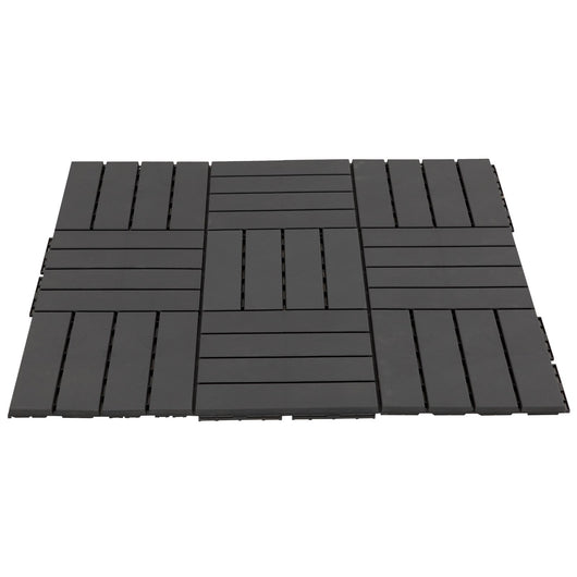 EasyComfort Set 9 Mattonelle a Incastro per Terrazzo, Piastrelle per pavimenti (30x30x2cm) in PP Antiscivolo, Area: 0.81 mq Nero