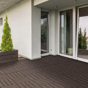 Set 9 Mattonelle a Incasto Effetto Legno 30x30x2 cm  Deck Marrone