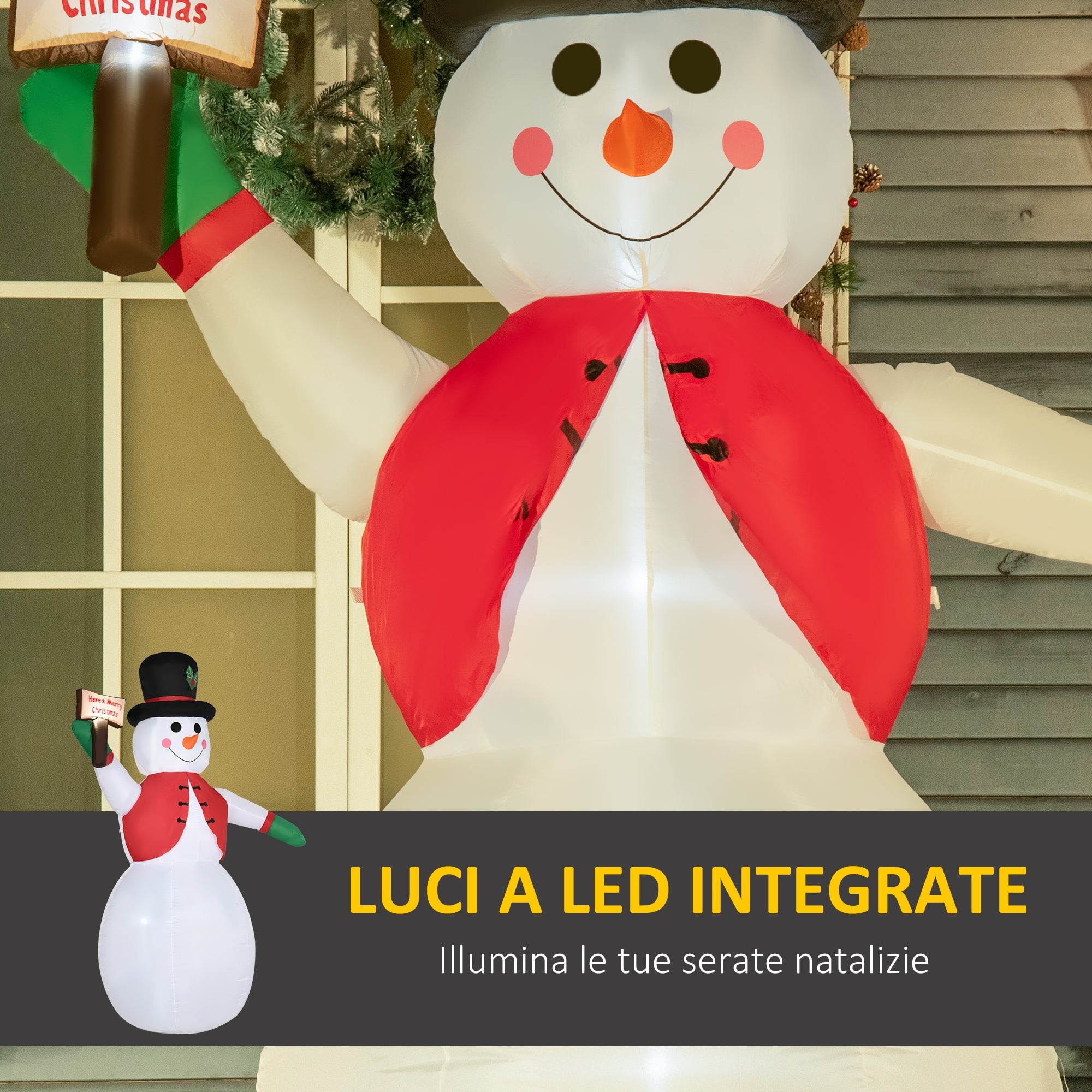 Pupazzo di Neve Gonfiabile H242 cm con Luci a LED