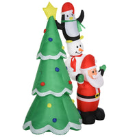 Easycomfort Albero di Natale Gonfiabile Gigante 243cm con Luci a Led e Babbo Natale, Decorazione Natalizia da Esterno Impermeabile