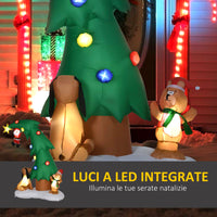 EasyComfort Albero di Natale Gonfiabile luci a LED babbo natale cagnolino pupazzo d'orso