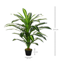 EasyComfort Pianta Tropicale Decorativa Dracena Finta in Plastica con Vaso per Interno ed Esterno, Ф18 x 110cm