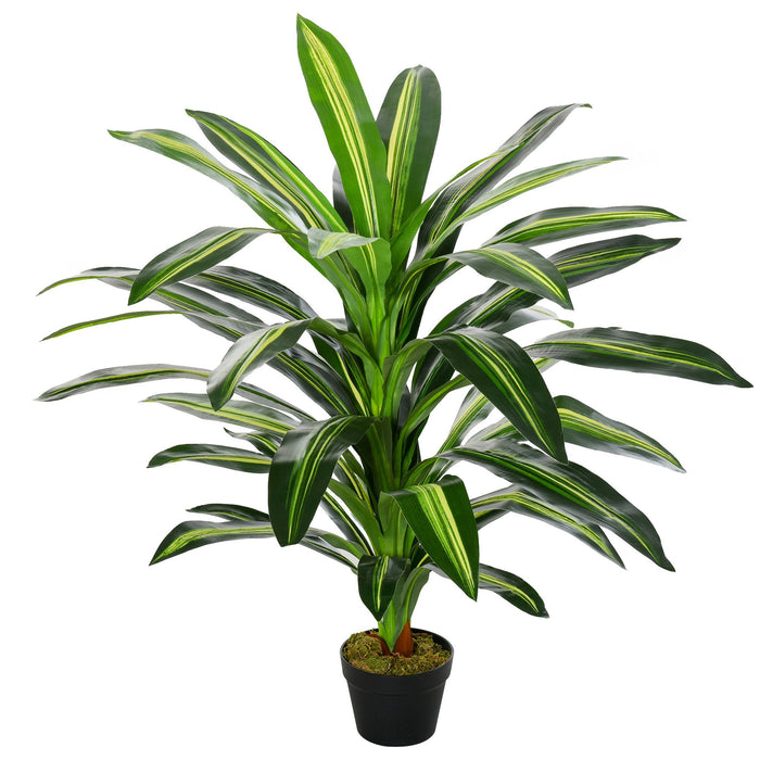 EasyComfort Pianta Tropicale Decorativa Dracena Finta in Plastica con Vaso per Interno ed Esterno, Ф18 x 110cm