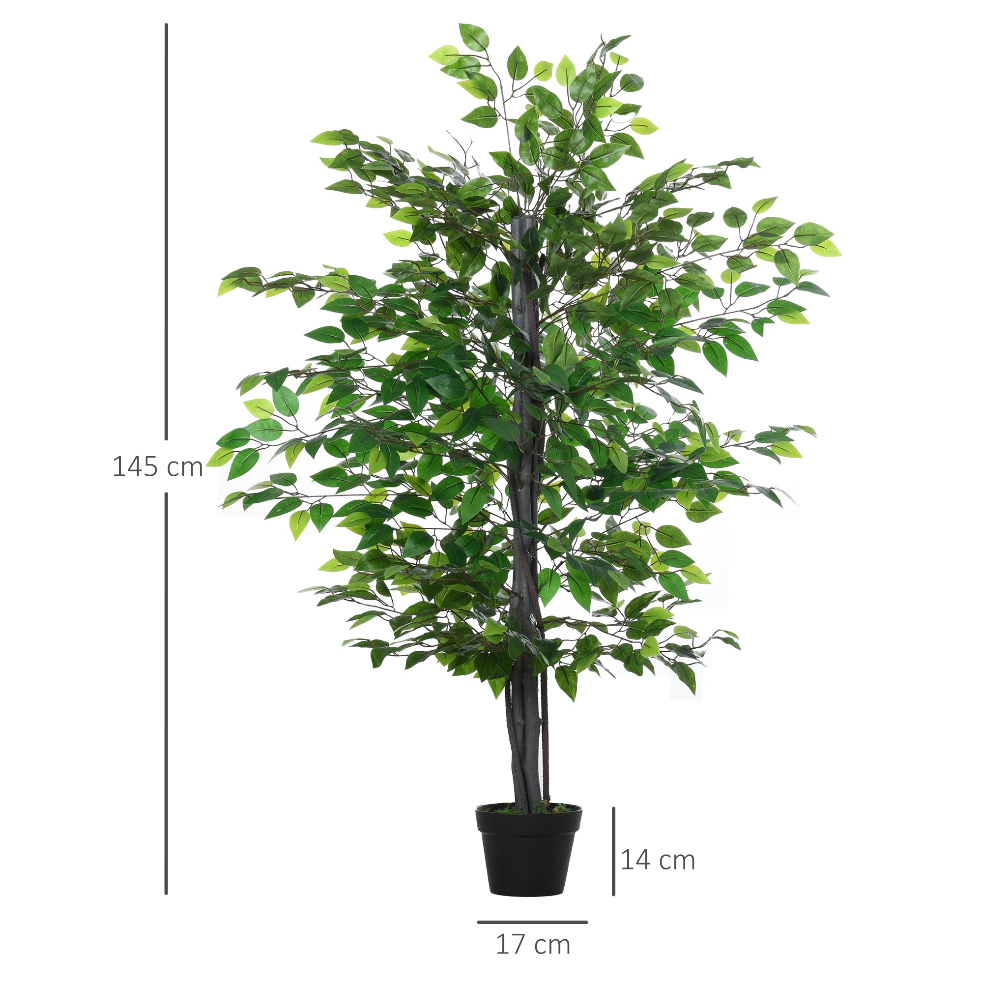 Easycomfort Albero Baniano Artificiale, Pianta Finta Decorativa Interno ed Esterno Alta 145cm, Verde