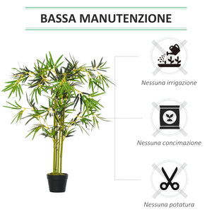 Pianta Artificiale Bambà¹ H120 cm con Vaso Verde