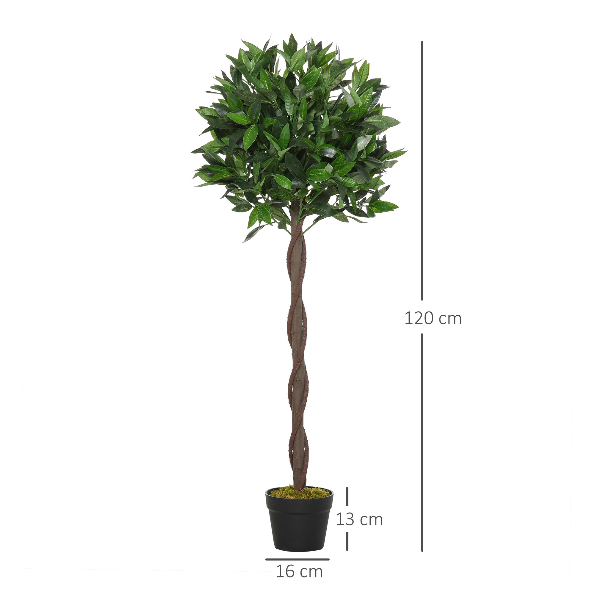 EasyComfort Set di 2 Alberi di Alloro in Vaso, Piante Finte in Plastica Altezza 120cm per Interni ed Esterni