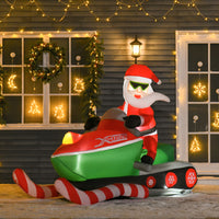 Easycomfort Babbo Natale Gonfiabile su Motoslitta 160cm con Luci LED Integrate, Decorazione Natalizia da Esterno, Verde e Rosso