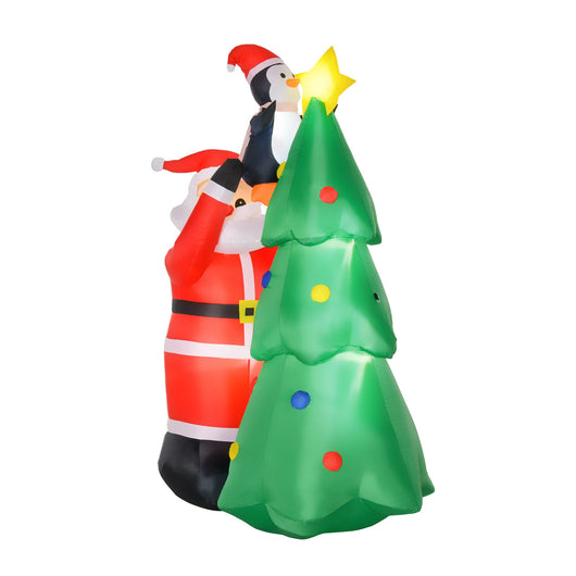 Babbo Natale Gonfiabile H184 cm con Albero e Pinguino