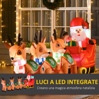 Babbo Natale Gonfiabile 319x59x132 cm con Slitta Renne e Luci LED Multicolore