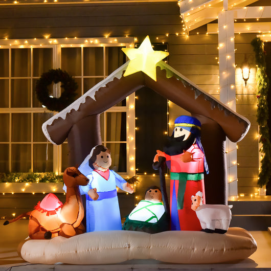 EasyComfort Presepe di Natale Gonfiabile 183cm con 5 Luci LED e Gonfiatore Integrati, Decorazione Natalizia da Esterno