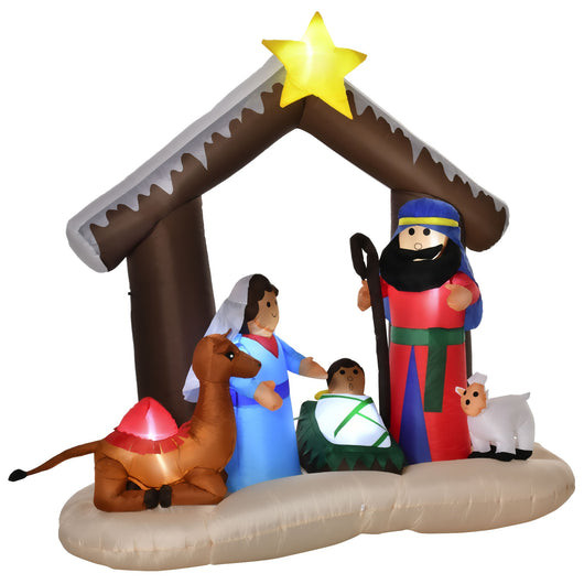 EasyComfort Presepe di Natale Gonfiabile 183cm con 5 Luci LED e Gonfiatore Integrati, Decorazione Natalizia da Esterno