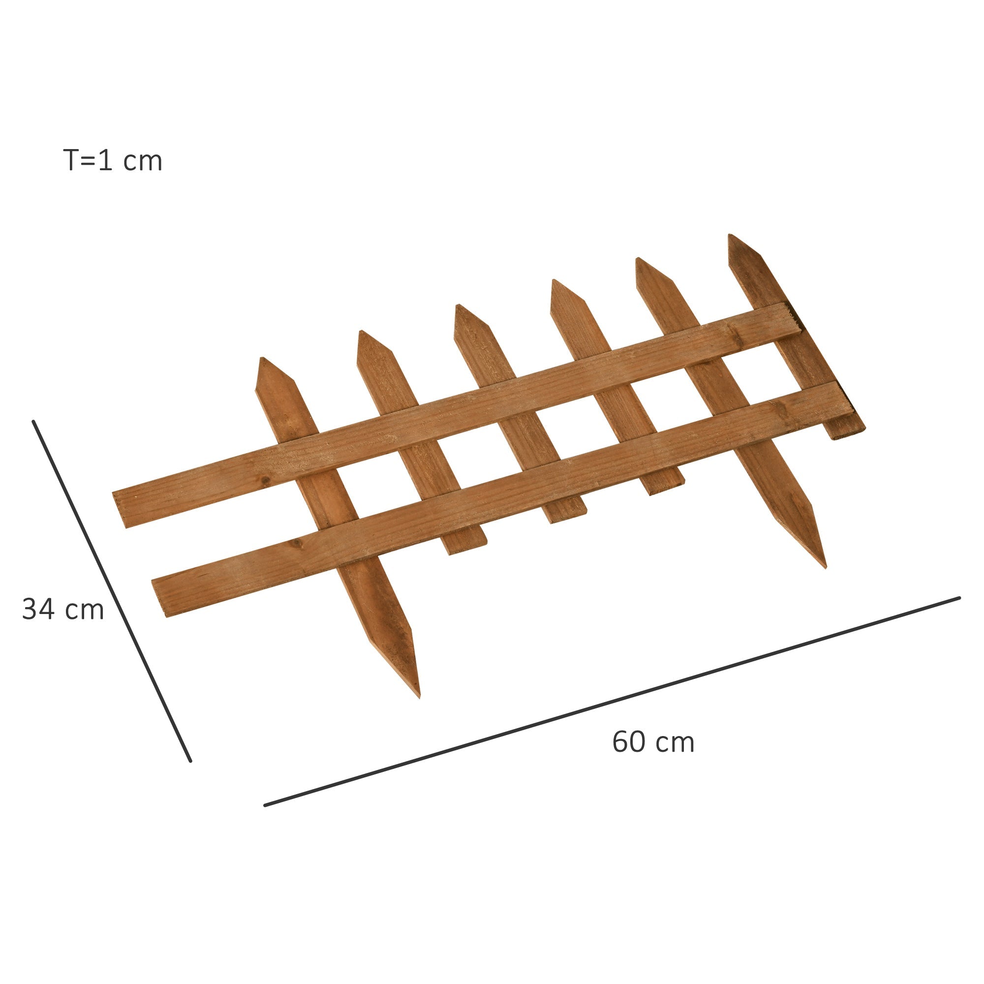 Staccionata in Legno 12 Pezzi H34 cm per Aiuole Giardino e Orto