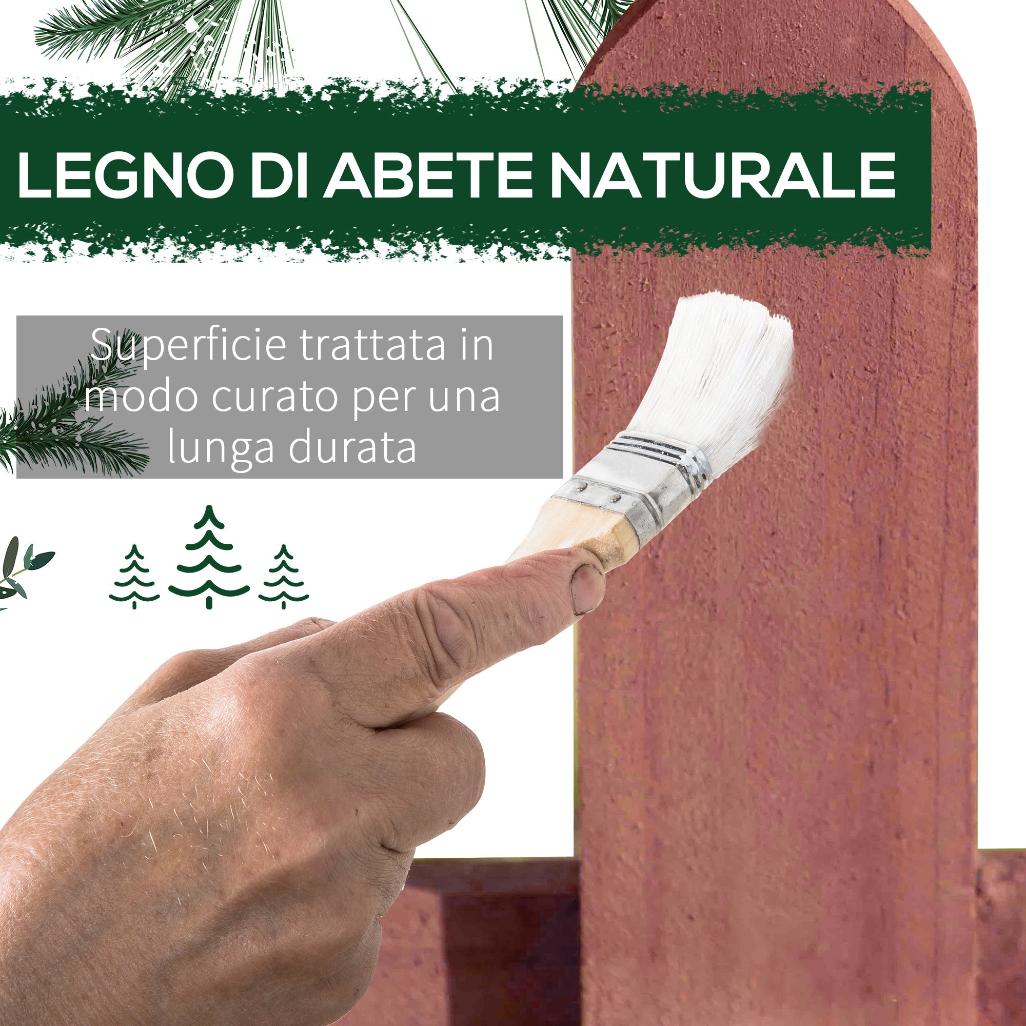 EasyComfort Staccionata in Legno di Pino da 12 Pezzi per Aiuole, Giardino e Orto, Altezza 34cm