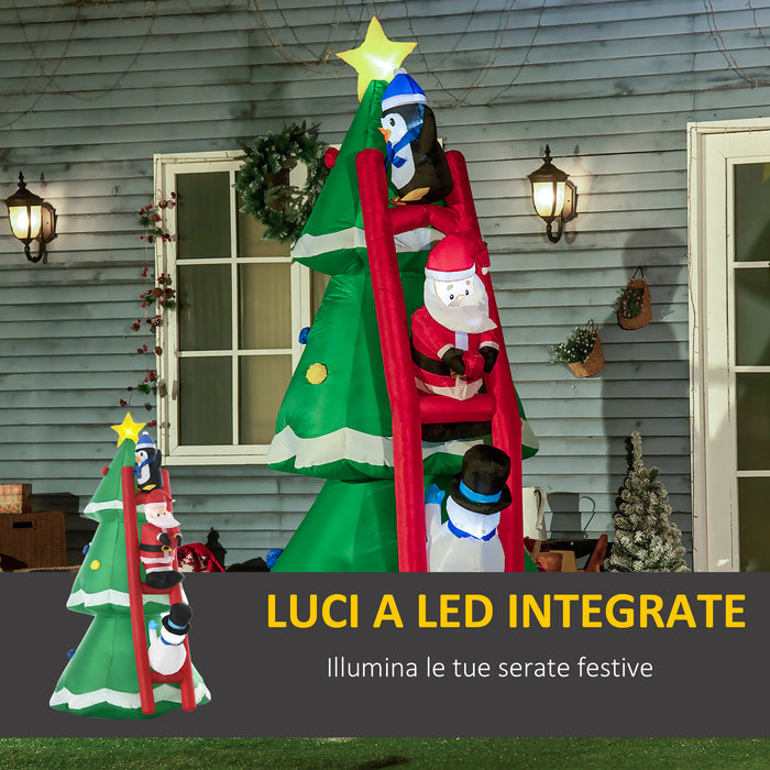 EasyComfort Albero di Natale Gonfiabile con Babbo Natale e Luci LED, Gonfiatore Incluso, 162x125x247cm