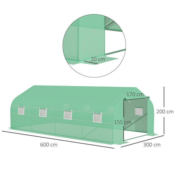 EasyComfort Serra da Giardino a Tunnel 6x3x2m con Tetto Spiovente in PE, Verde